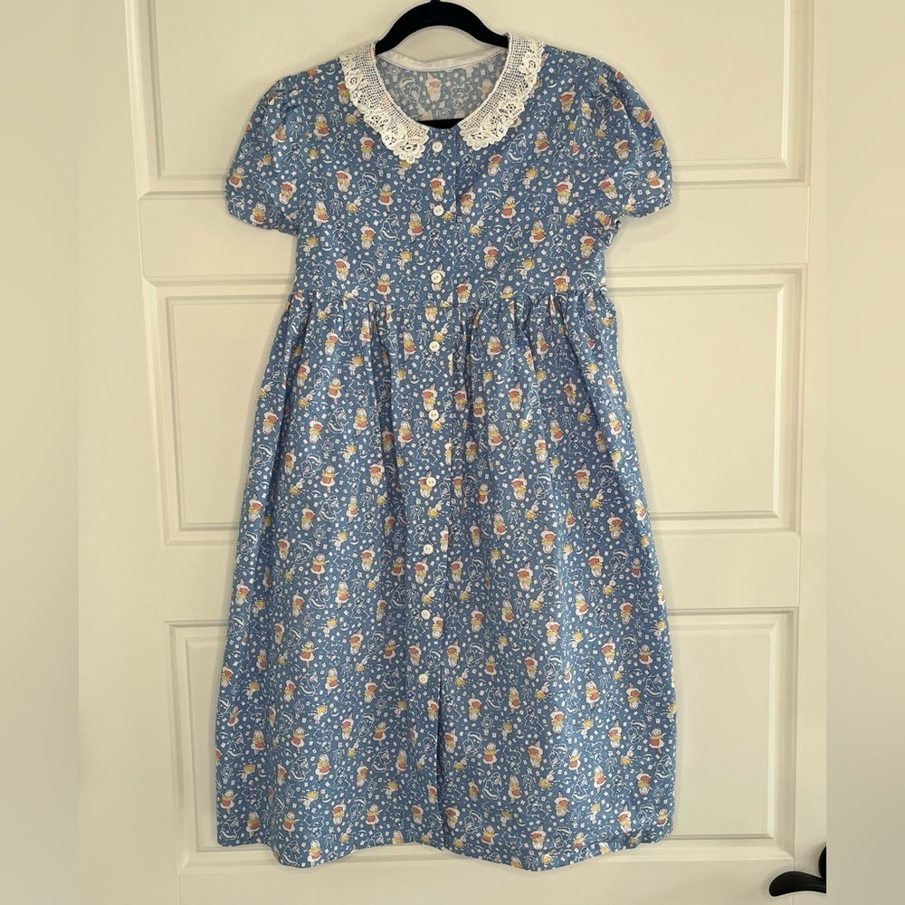 Handmade Vintage Girls 6-8 Prairie Alice in Wonderland Cottagecore Cotton Lace